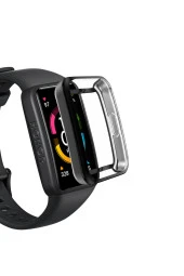 Huawei Watch Honor Band 7 ile uyumlu Şeffaf Tam Kapatan Çerceve PC Kasa Koruma Gard Çerçeve Siyah thumbnail 2