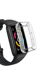 Huawei Watch Honor Band 7 ile uyumlu Şeffaf Tam Kapatan Çerceve PC Kasa Koruma Gard Çerçeve Şeffaf thumbnail 1