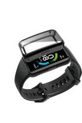 Huawei Watch Honor Band 7 ile uyumlu Şeffaf Tam Kapatan Çerceve PC Kasa Koruma Gard Çerçeve Siyah thumbnail 4