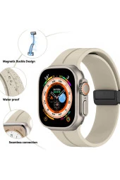 Apple Watch SE 2022 ile uyumlu Kordon 44mm Katlanabilir Mıktanıslı Tokalı Ethereal Spor Kayış Kordon thumbnail 5
