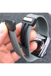 Apple Watch 6 Ile Uyumlu 42-44mm Katlanabilir Mıktanıslı Tokalı Infatuation Spor Kayış thumbnail 6