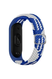 Xiaomi Mi Band 7 Ile Uyumlu Mixed Kayış Hasır Örmeli Kordon Kayış Mavi-beyaz thumbnail 1