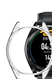 Xiaomi Mi Watch Color Ile Uyumlu Önü Açık Gard Kapatan Hafif Ekran Koruyucu Silikon Şeffaf thumbnail 3