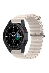 Galaxy Watch Active 2 Ile Uyumlu 44mm Quintessential Kabartmalı Metal Tokalı Kordon Starlight thumbnail 1