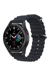 Galaxy Watch Active 2 Ile Uyumlu 40mm Quintessential Kabartmalı Metal Tokalı Kordon Midnight thumbnail 1