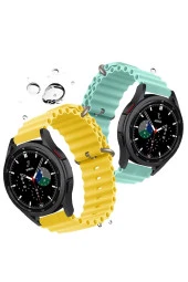 Galaxy Watch 3 Ile Uyumlu 41mm Quintessential Kabartmalı Metal Tokalı Kordon Starlight thumbnail 2