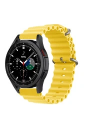 Galaxy Watch Ile Uyumlu 42mm Ile Uyumlu Quintessential Kabartmalı Metal Tokalı Kordon Sarı thumbnail 1