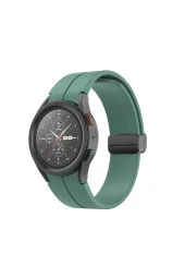 Galaxy Watch 4 Ile Uyumlu Kayış Katlanabilir Tokalı Single Line 44mm Kordon K.yeşil thumbnail 1