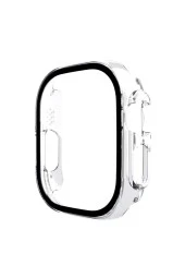 Apple Watch Ultra Ile Uyumlu 49mm Kasa Ve Ekranı Tam Kapatan Solid Color Ekran Korumalı Şeffaf thumbnail 1