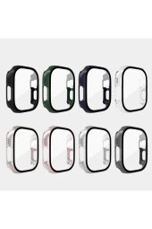 Apple Watch Ultra Ile Uyumlu 49mm Kasa Ve Ekranı Tam Kapatan Solid Color Ekran Korumalı Siyah - 2