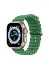 Apple Watch 5 Ile Uyumlu Okyanus Quintessential 38-40mm Kabartmalı Metal Tokalı Kordon Yeşil thumbnail 1