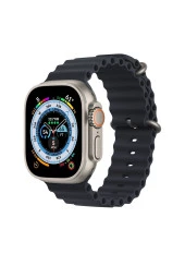 Apple Watch 5 Uyumlu Okyanus Quintessential 38-40 mm Kabartmalı Metal Tokalı Kordon Mindnight thumbnail 1