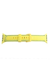 Apple Watch 4 Ile Uyumlu Delikli Vlahovic 38-40mm Dikişli Tokalı Kordon Sarı thumbnail 1