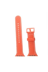 Watch 3 Ile Uyumlu Delikli Vlahovic 42-44mm Dikişli Tokalı Kordon Turuncu thumbnail 3