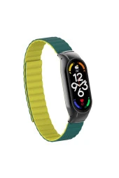 Xiaomi Mi Band 7 Ile Uyumlu Haller Kordon Mıknatıslı Şık Tasarım Kordon Koyu Yeşil - 1