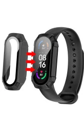 Xiaomi Mi Band 7 Ile Uyumlu Hard Case Anti Shock Ekran Korumalı Solitude Kayış Siyah thumbnail 2