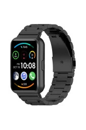 Huawei Watch Fit 2 Ile Uyumlu Metal Tasarımlı Paslanmaz Çelik Imbrication Akıllı Saat Kordunu Siyah thumbnail 1