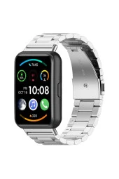 Huawei Watch Fit 2 Ile Uyumlu Metal Tasarımlı Paslanmaz Çelik Imbrication Akıllı Saat Kordunu Gümüş thumbnail 1