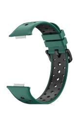 Huaweı Watch Fit 2 Ile Uyumlu Kayış Delikli Esnek Tokalı Wanderlust Spor Kordon Koyu Yeşil thumbnail 1