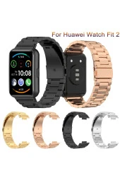 Huawei Watch Fit 2 Ile Uyumlu Metal Tasarımlı Paslanmaz Çelik Imbrication Akıllı Saat Kordunu Siyah thumbnail 4
