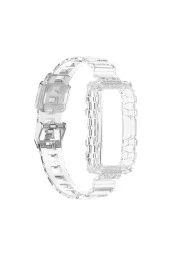 Huawei Watch Fit 2 Ile Uyumlu Transparan Kordon Şeffaf Glacier Spor Kayış Beyaz thumbnail 1