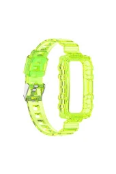 Huawei Watch Fit 2 Ile Uyumlu Transparan Kordon Şeffaf Glacier Spor Kayış Trasnparan Sarı thumbnail 1