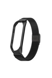 Xiaomi Mi Band 7 İle Uyumlu Metal Kordon Tel Örgü İşlemeli Violet Metal Kayış Siyah thumbnail 2