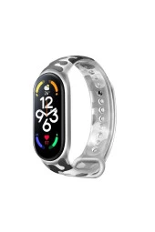 Xiaomi Mi Band 6 Uyumlu Kamuflaj Desenli Bucolic Solider Spor Saat Bileklik Kayışı Black White - 1