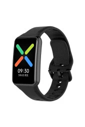 Oppo Watch Free Ile Uyumlu Silikon Tokalı Delikli Spor Silikon Kayış Siyah thumbnail 1