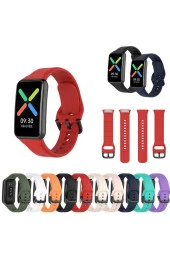 Oppo Watch Free Ile Uyumlu Silikon Tokalı Delikli Spor Silikon Kayış Krem - 5