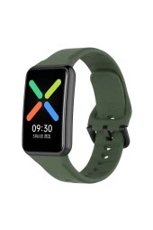 Oppo Watch Free Ile Uyumlu Silikon Tokalı Delikli Spor Silikon Kayış Haki thumbnail 1