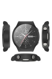Huawei Watch Gt3 Pro 43mm Ile Uyumlu Gard 360 Kapatan 43 Mm Ekran Koruyucu Silikon Siyah - 2