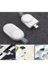 Apple Watch Serisi Ile Uyumlu Type-c Manyetik Taşınabilir Kablosuz Şarj Cihazı Beyaz thumbnail 5