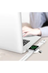 Apple Watch Serisi Ile Uyumlu Usb Manyetik Taşınabilir Kablosuz Şarj Cihazı Beyaz thumbnail 7