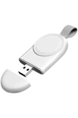 Apple Watch Serisi Ile Uyumlu Usb Manyetik Taşınabilir Kablosuz Şarj Cihazı Beyaz thumbnail 2