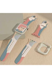 Apple Watch 3 42mm Ile Uyumlu Foden Renkli Desenli Kordon Grape Fruit thumbnail 3