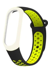 Mi Band 4 Sports Uyumlu Delikli Kayış Siyah Yeşil thumbnail 1