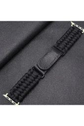 Apple Watch 3/4/5/6 Ile Uyumlu 38mm Kayış Hasır Örme Stricken Kordon Siyah thumbnail 1