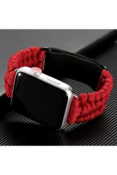 Apple Watch 3/4/5/6 Ile Uyumlu 38mm Kayış Hasır Örme Stricken Kordon Kırmızı thumbnail 2