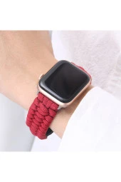Apple Watch 3/4/5/6 Ile Uyumlu 38mm Kayış Hasır Örme Stricken Kordon Kırmızı thumbnail 3