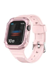 Apple Watch 5 Ile Uyumlu Double Protect 38-40mm Firmino Antishok Kordon Pembe - 1