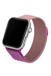 Watch 3-4-5-6 42mm Uyumlu Hasır Örme Metal Vistoso Kordon Rosegold Mor thumbnail 1