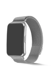 Huawei Watch Fit Uyumlu Kordon Hasır Metal Örgülü Gümüş thumbnail 1