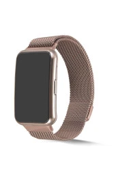 Huawei Watch Fit Uyumlu Kordon Hasır Metal Örgülü Rosegold thumbnail 1