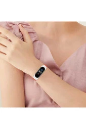 Xiaomi Mi Band 6 Uyumlu Mixed Hasır Örme Kordon Kayış Pembe thumbnail 3