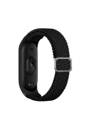 Xiaomi Mi Band 4  Uyumlu Mixed Hasır Örme Kordon Kayış Siyah - 1