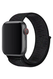 Apple Watch 40mm Uyumlu Kayış Spor Loop Kordon Kırçıllı Siyah thumbnail 1