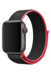 Apple Watch 42mm Uyumlu Kayış Spor Loop Kordon Frambuaz Siyah thumbnail 1