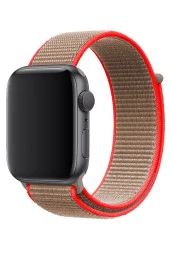 Apple Watch 44 mm Uyumlu Kayış Spor Loop Kordon Neon Kahve - 1