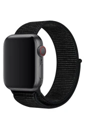 Apple Watch 38mm Uyumlu Kayış Spor Loop Kordon Kırçıllı Siyah - 1